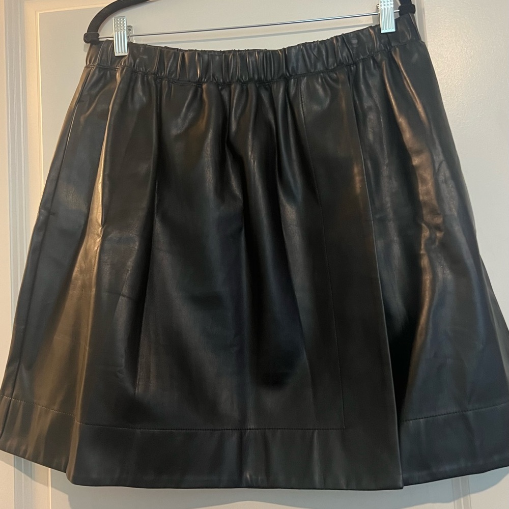 Eloquii Black A-Line Leather Skirt